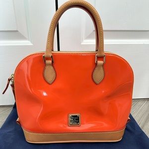 Dooney & Bourke Orange Patent Leather Zip Zip Satchel with Shoulder Strap